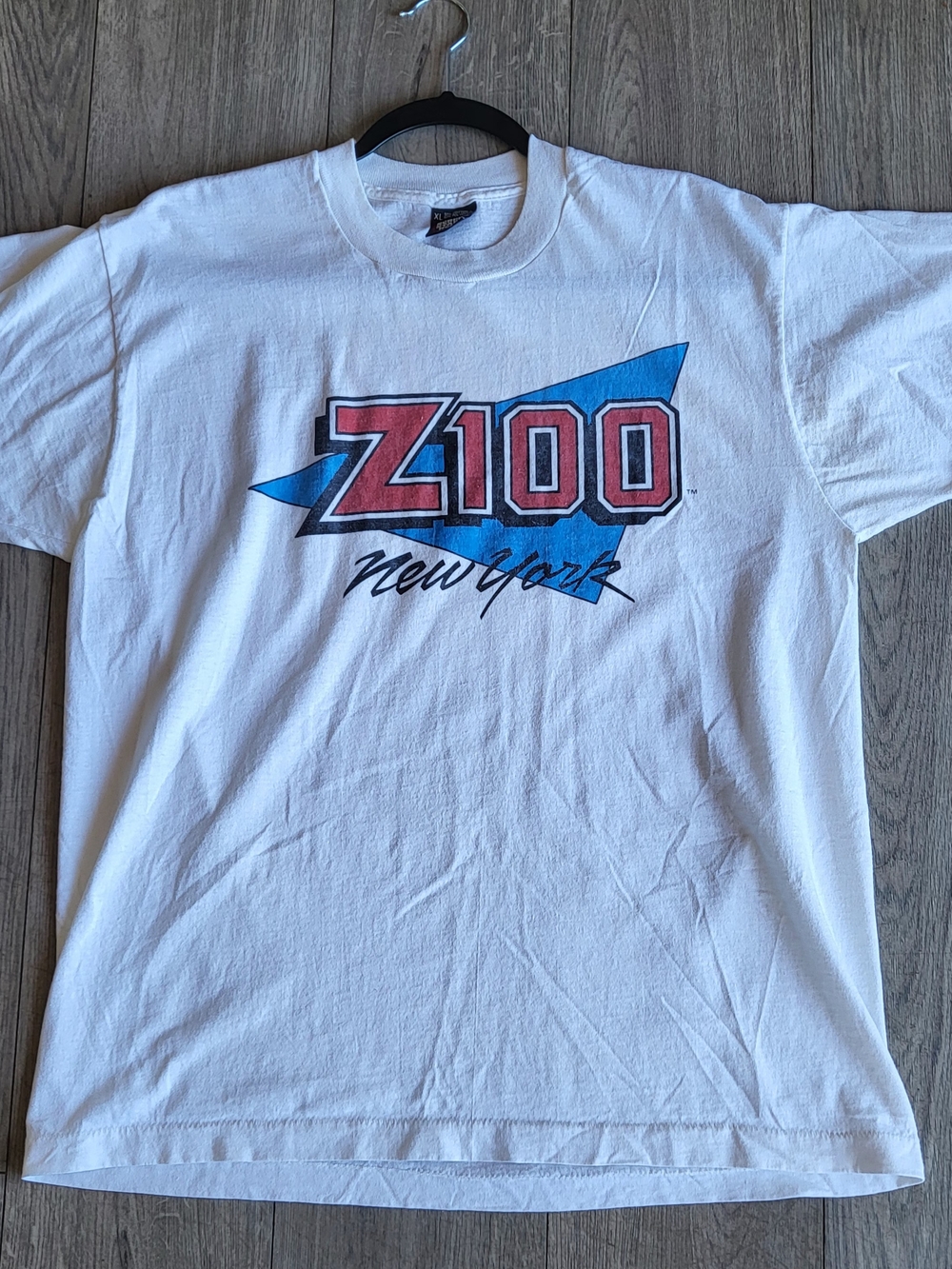 Z100 New York Radio Station Promo T-Shirt White XL Single Stitch Dbl-Side Vtg90s